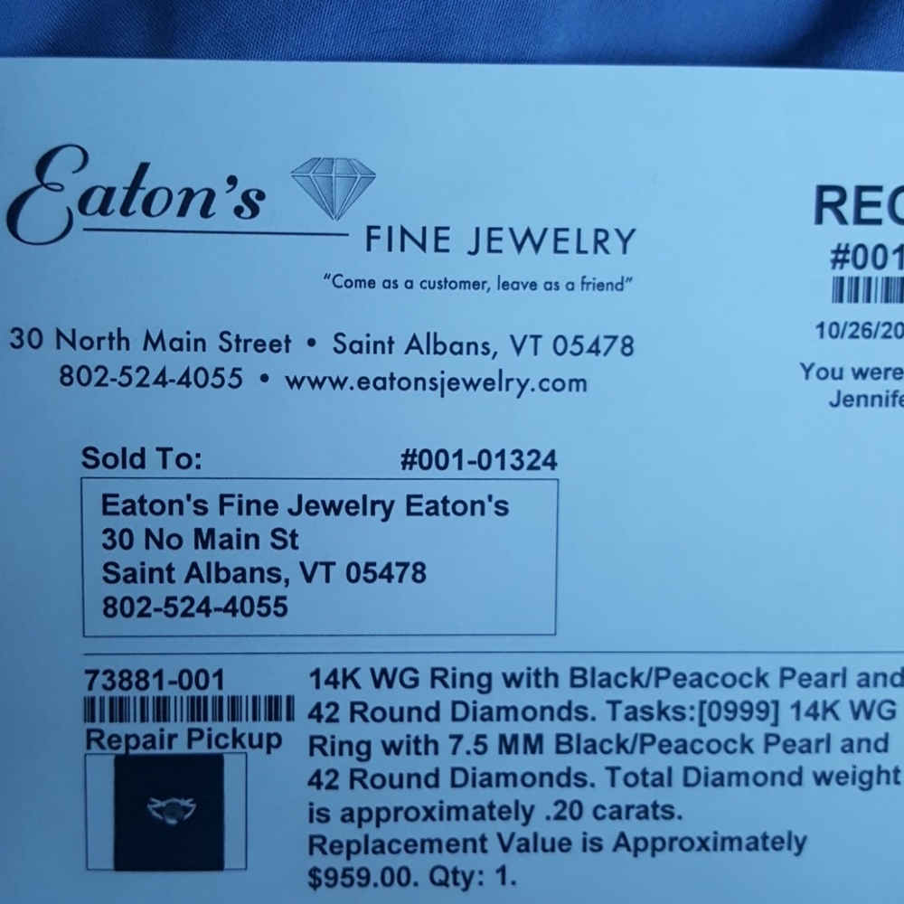 Black Pearl Diamond Ring - Picture 4 of 4